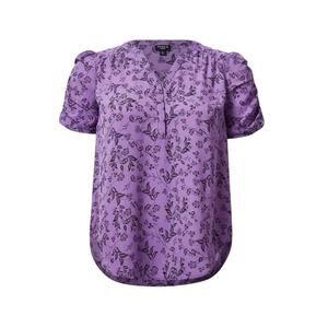 Torrid Harper Georgette Ruched Short Sleeve Blouse Purple Floral Size 2